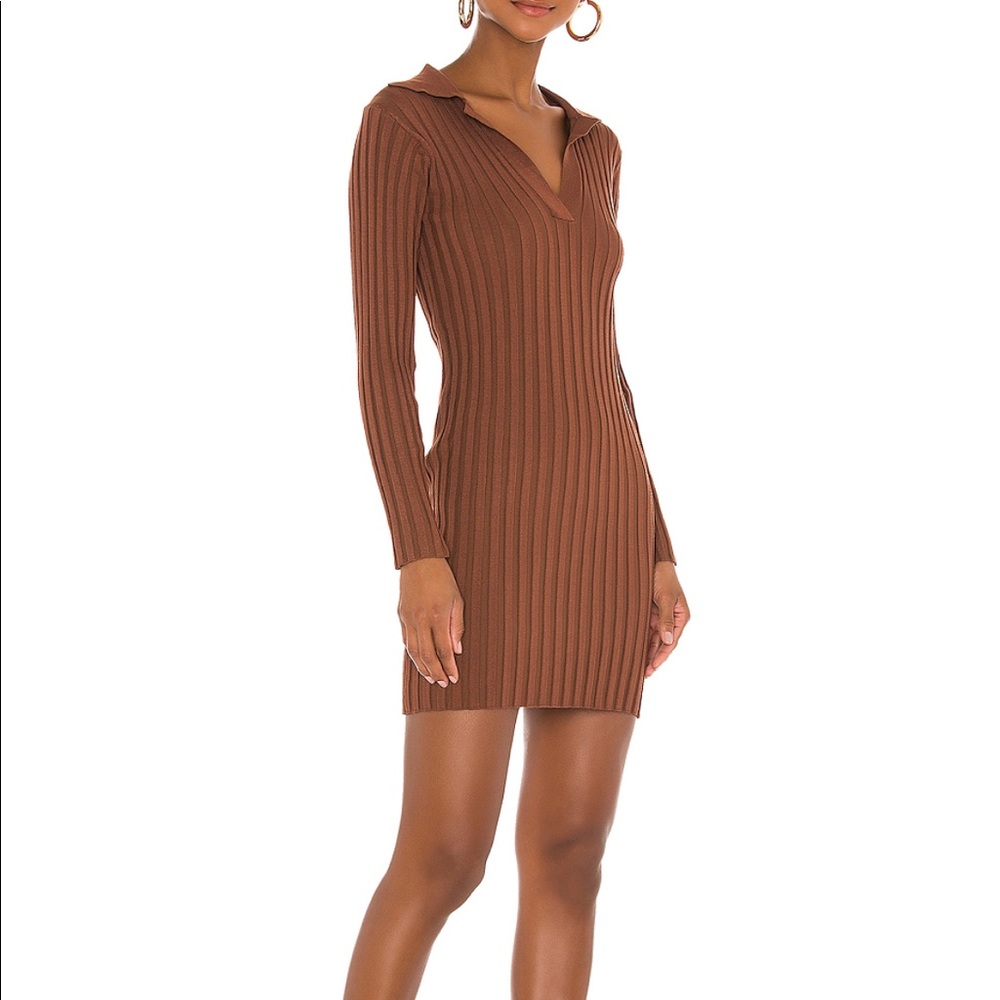 Tularosa Brown Ribbed Mini Dress - Picture 2 of 5